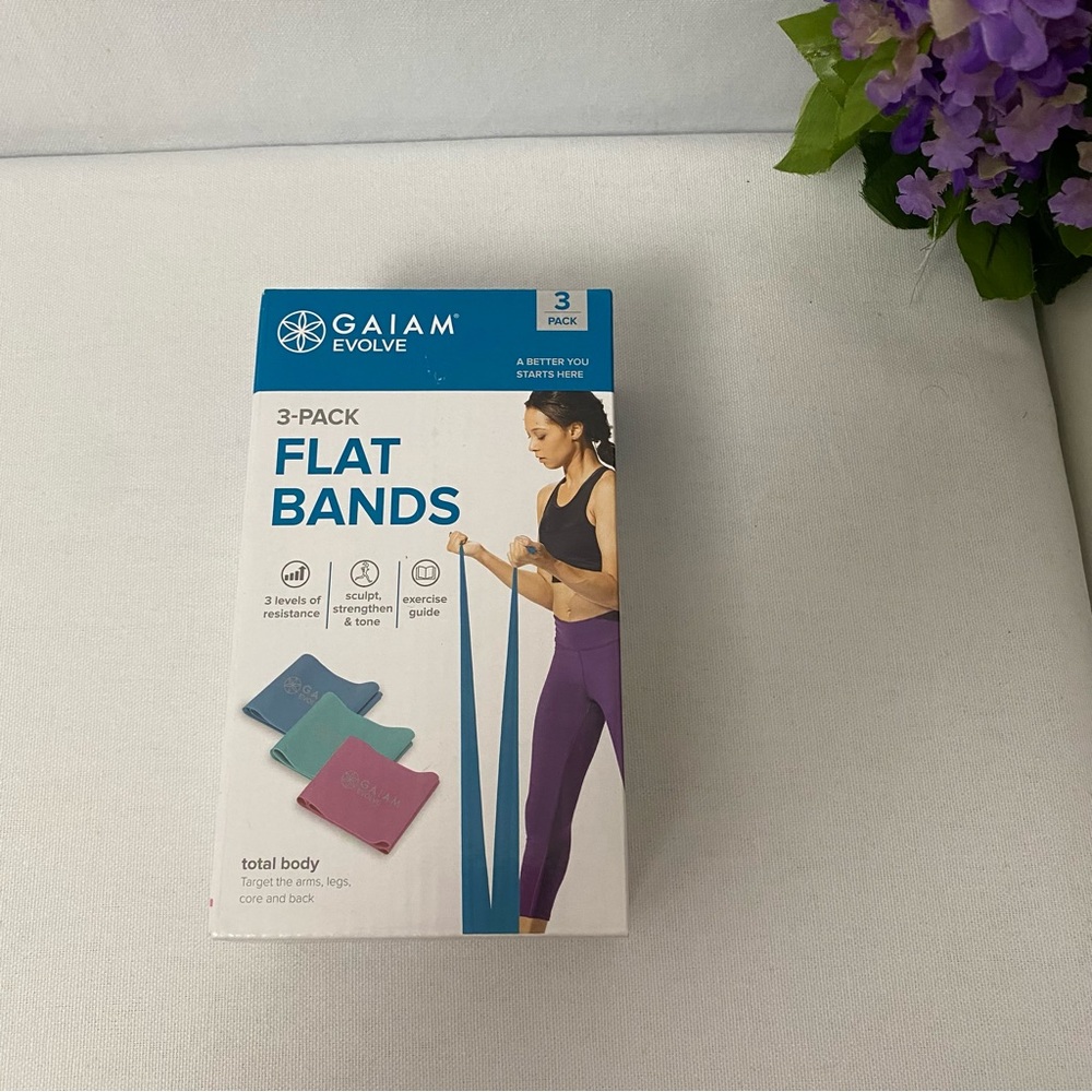 Evolve By Gaiam 3 Pack Flat Bands 3 Levels of Resistance Exercise Fitness, NWT